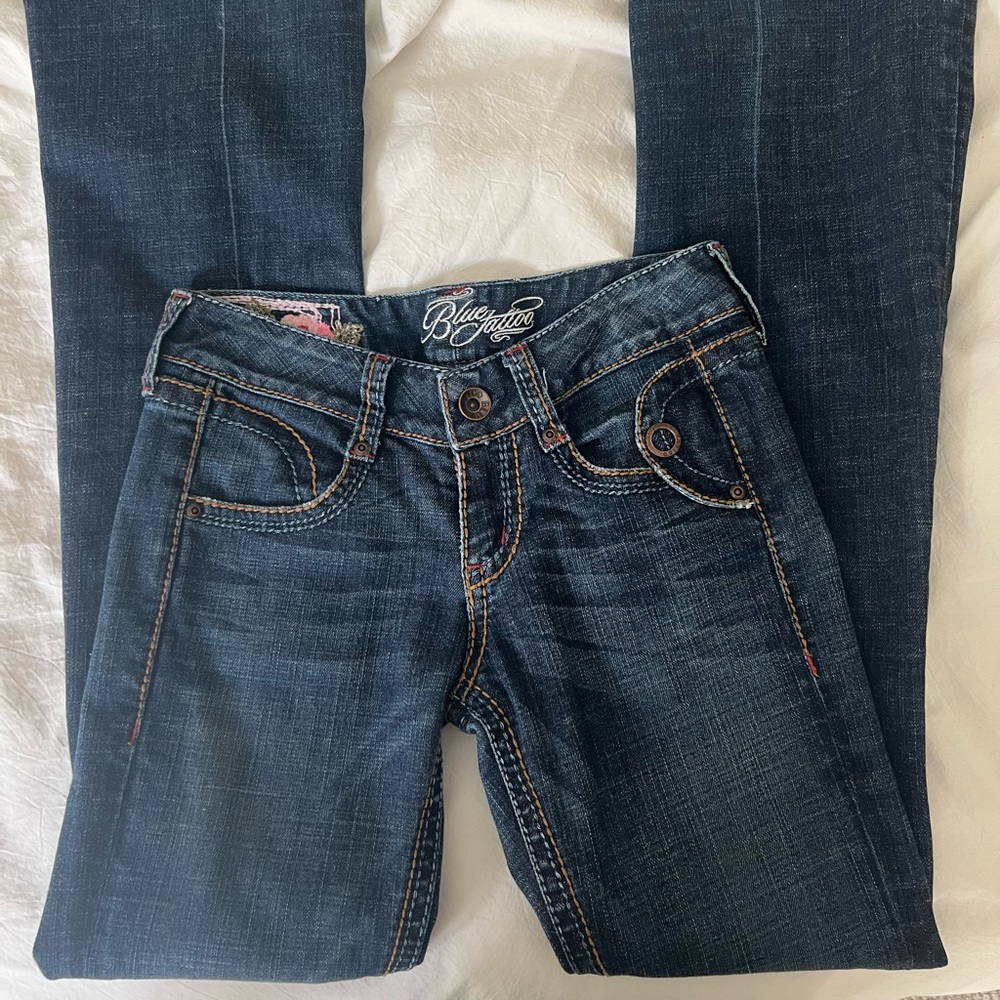 flared low rise jeans
